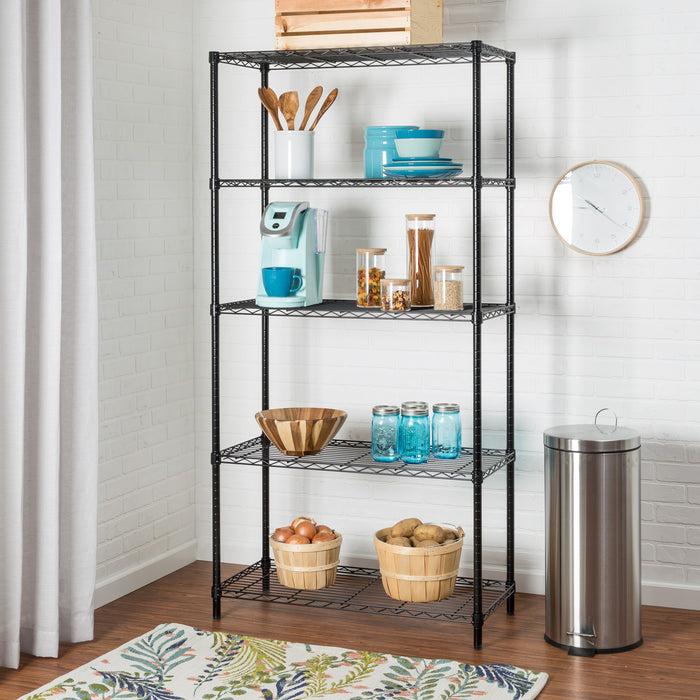 Honey Can Do Black 5-Tier Heavy-Duty Shelving Unit With 350-lb Shelf Capacity