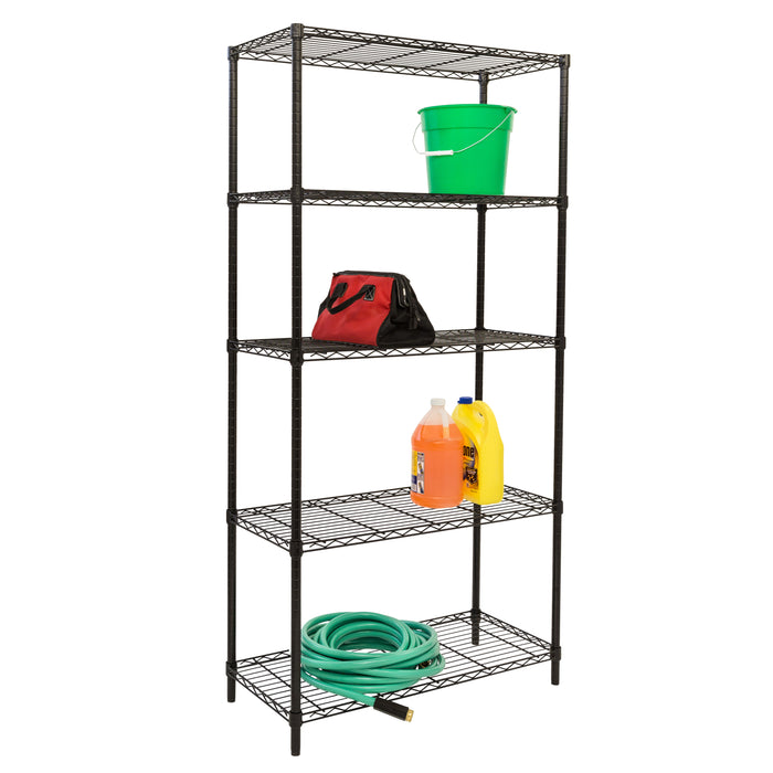 honey can do Black 5-Tier Heavy-Duty Shelving Unit With 350-lb Shelf Capacity