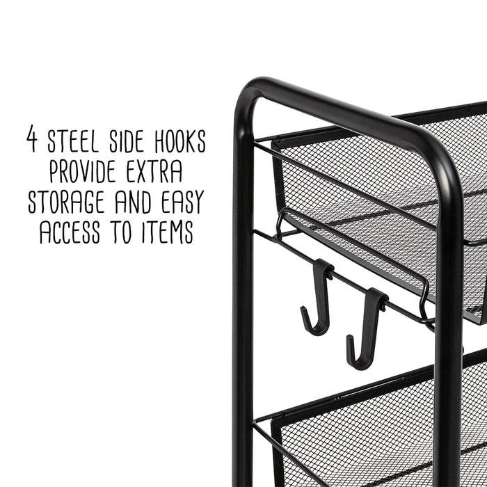 Honey Can Do Black 5-Tier Storage Cart With 4 Hooks