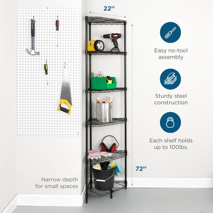 Honey Can Do Black 6-Tier Compact Triangle Corner Shelving Unit