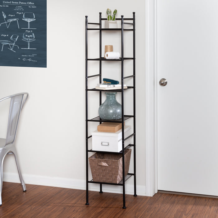 Honey Can Do Black 6-Tier Space-Saving Shelving Tower