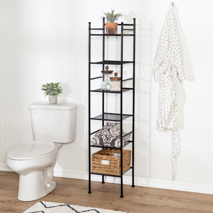 Honey Can Do Black 6-Tier Space-Saving Shelving Tower
