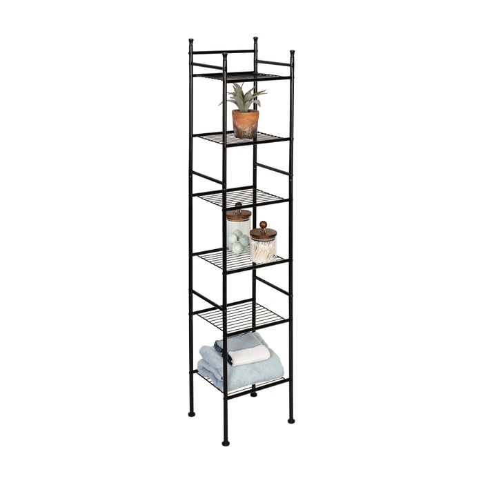 honey can do Black 6-Tier Space-Saving Shelving Tower