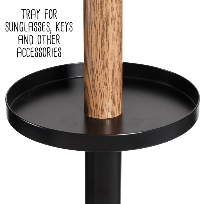 Honey Can Do Black/Brown Freestanding Coat Rack With Accessory Tray