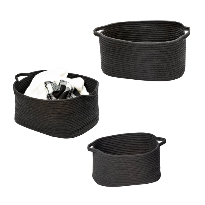 Honey Can Do Black Cotton Cord Nesting Baskets With Handles (Set Of 3)