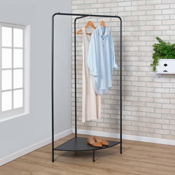 Honey Can Do Black/Dark Gray Freestanding Corner Clothing Rack