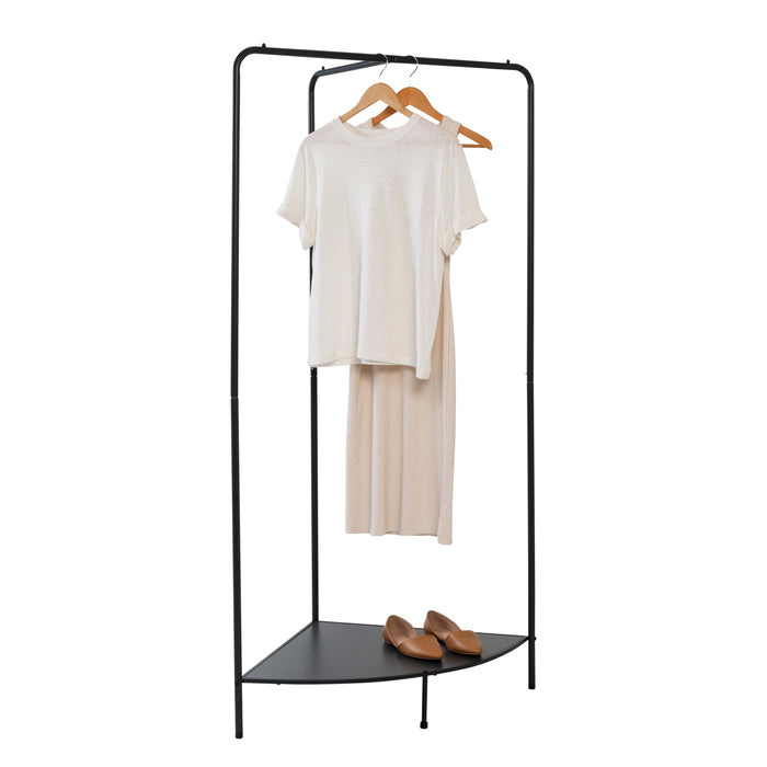 honey can do Black/Dark Gray Freestanding Corner Clothing Rack