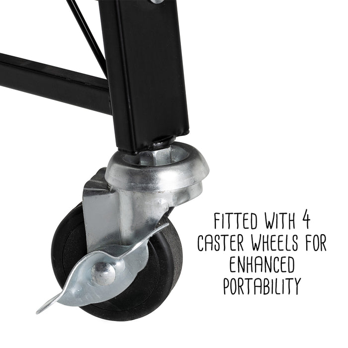 Honey Can Do Black Folding 3-Tier Metal Rolling Shelf