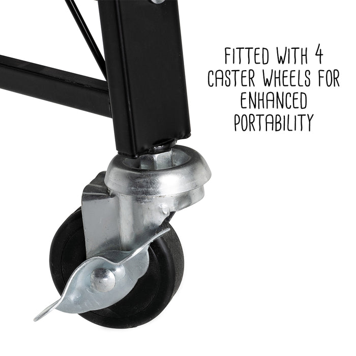 Honey Can Do Black Folding 4-Tier Metal Rolling Shelf