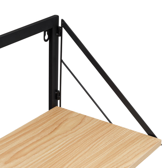 Honey Can Do Black/Maple Large Modern Floating Shelf