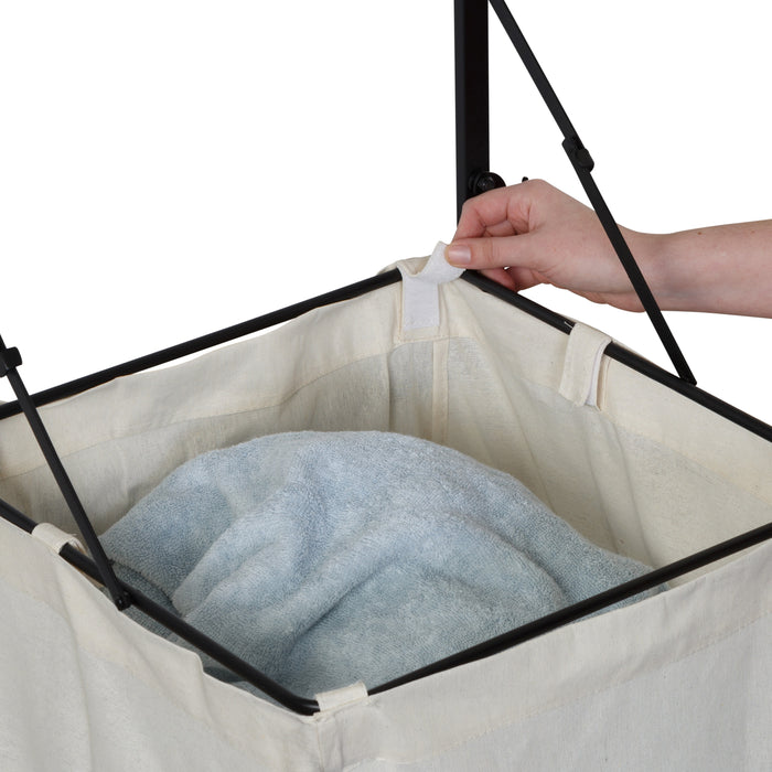 Honey Can Do Black/Maple Over-the-Door Or Wall-Mount Folding Hamper With Shelf