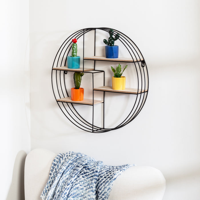 Honey Can Do Black Metal 4-Tier Circular Decorative Wall Shelf