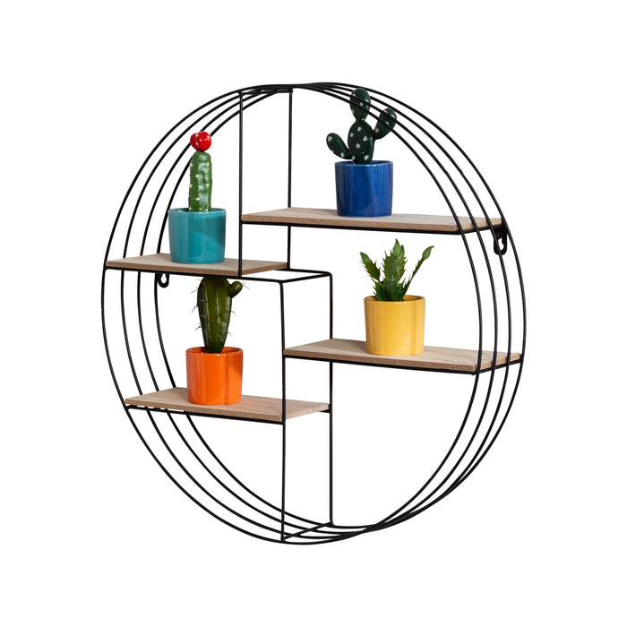 honey can do Black Metal 4-Tier Circular Decorative Wall Shelf