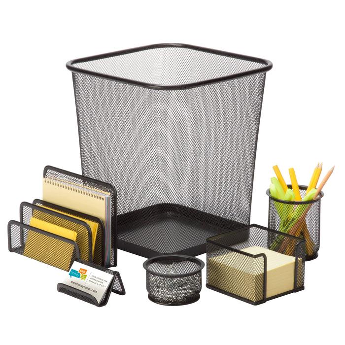 honey can do Black Metal Mesh Desk Organizers (6-Piece Set)