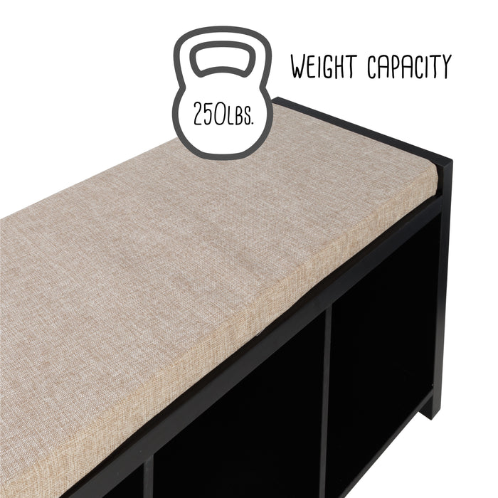Honey Can Do Black/Natural 3-Cube Storage Bench With Cushion