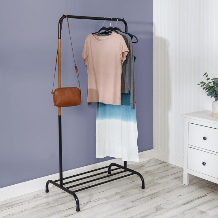 Honey Can Do Black/Natural Clothes Rack With Shoe Shelf