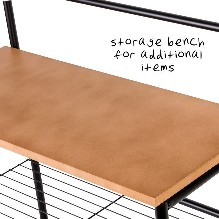 Honey Can Do Black/Natural Entryway Hall Tree And Shoe Storage Bench