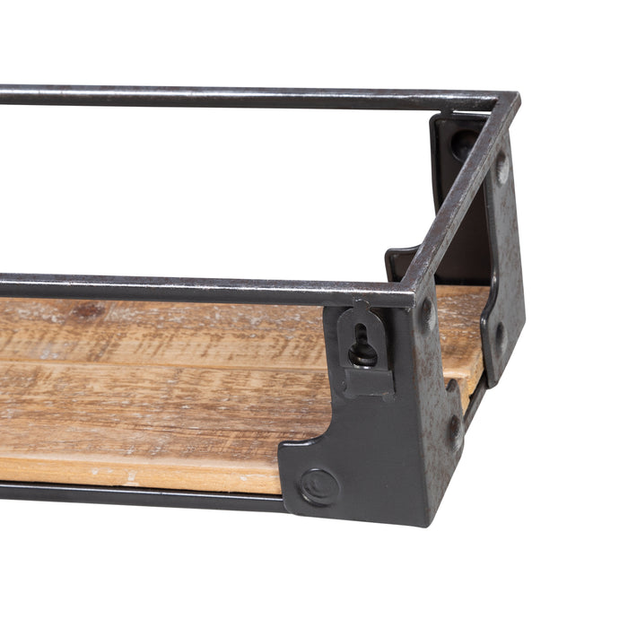 Honey Can Do Black/Natural Floating Metal And Wood Wall Shelves (Set Of 2)