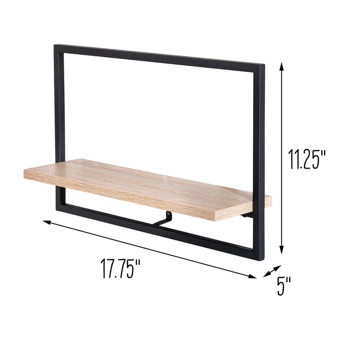Honey Can Do Black/Natural Large Horizontal Floating Wall Shelf