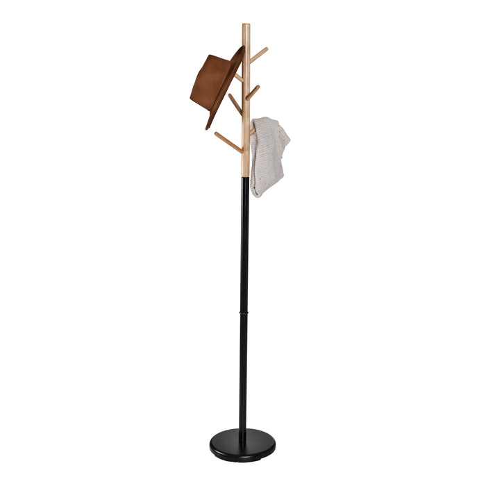 Honey Can Do Black/Natural Wood Modern Coat Tree Stand