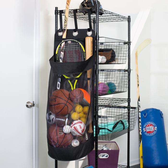 Honey Can Do Black Over-The-Door Hanging Sports Equipment Organizer