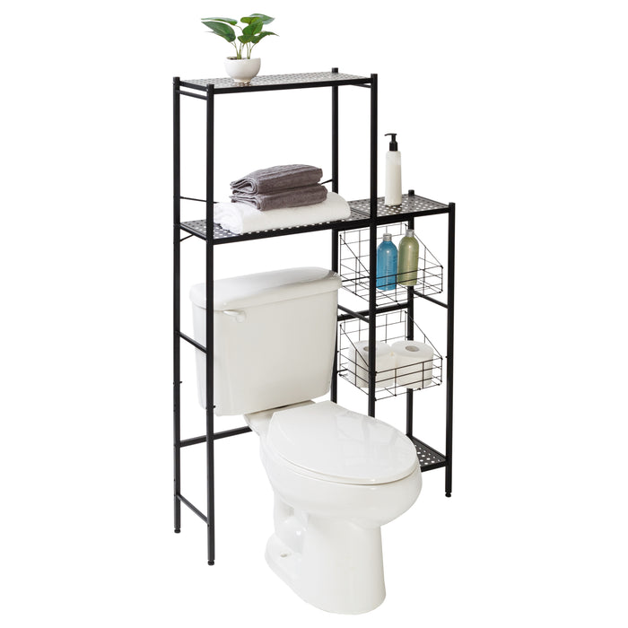 Honey Can Do Black Over-the-Toilet Space Saver With Reversible Side Shelving