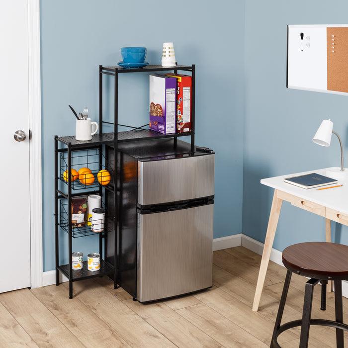 honey can do Black Over-the-Toilet Space Saver with Reversible Side Shelving