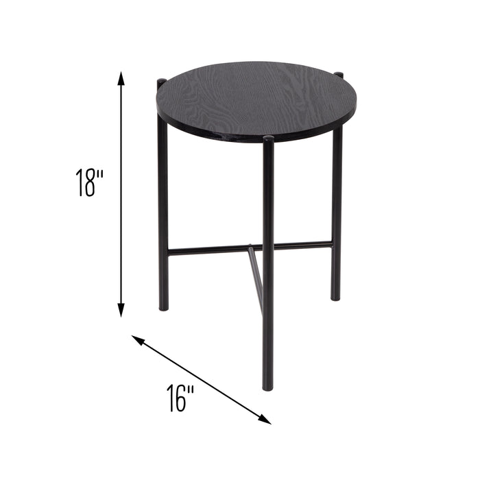 Honey Can Do Black Round Side Table With T-Pattern Base