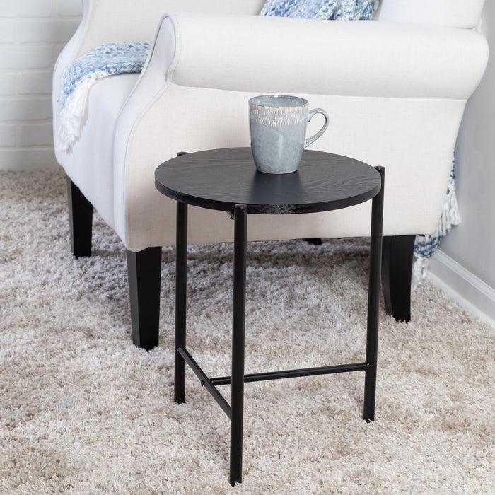 Honey Can Do Black Round Side Table With T-Pattern Base