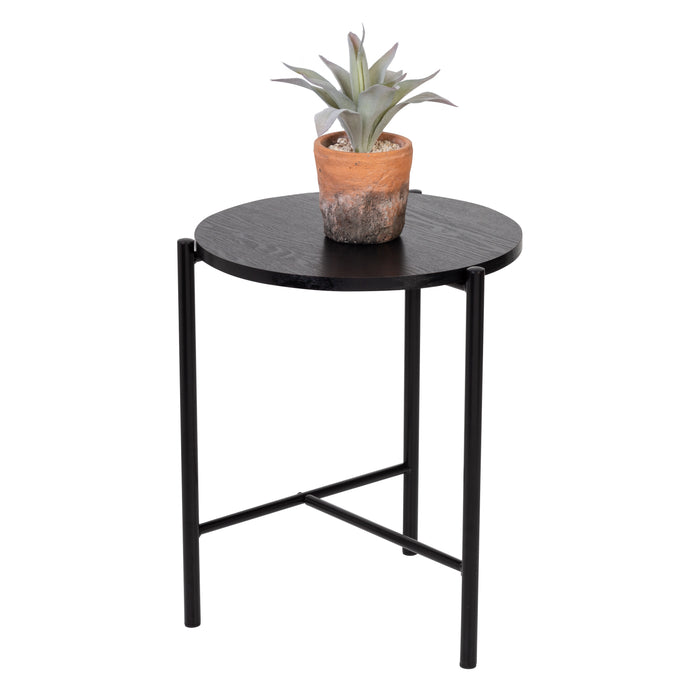 Honey Can Do Black Round Side Table With T-Pattern Base