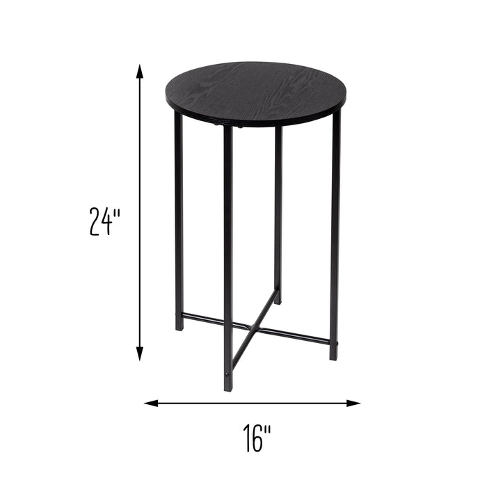 Honey Can Do Black Round Side Table With X-Pattern Base