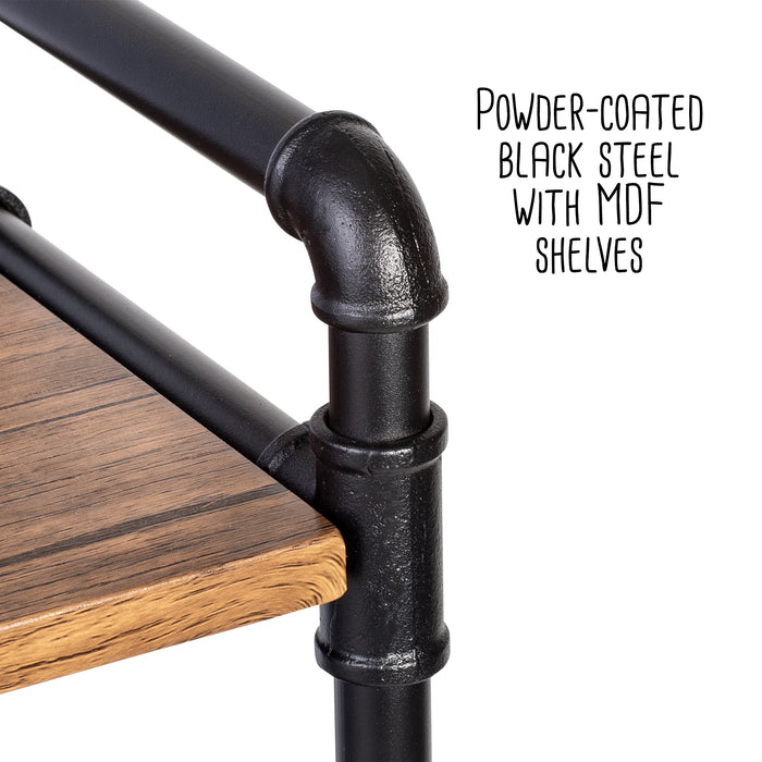 Honey Can Do Black/Rustic 3-Tier Industrial Bookshelf