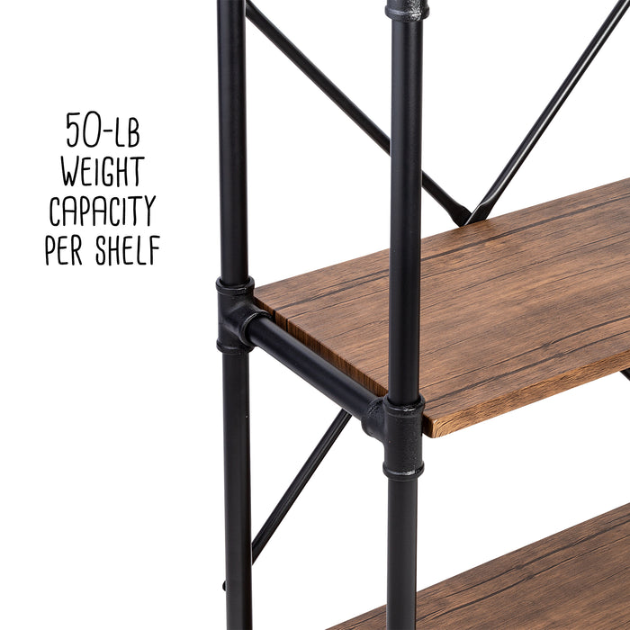 Honey Can Do Black/Rustic 3-Tier Industrial Bookshelf