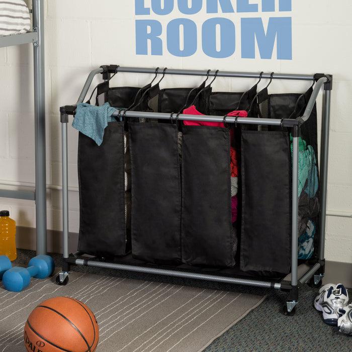 Honey Can Do Black/Silver Rolling Deluxe 4-Compartment Sorter