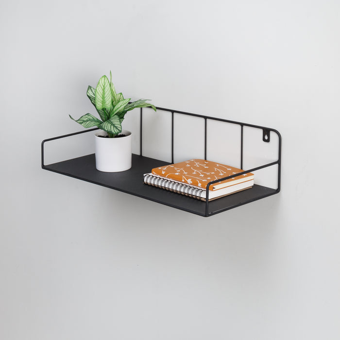 Honey Can Do Black Small Metal Floating Accent Shelf