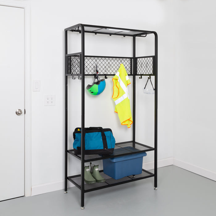 Honey Can Do Black Steel Garage Entryway Storage Rack
