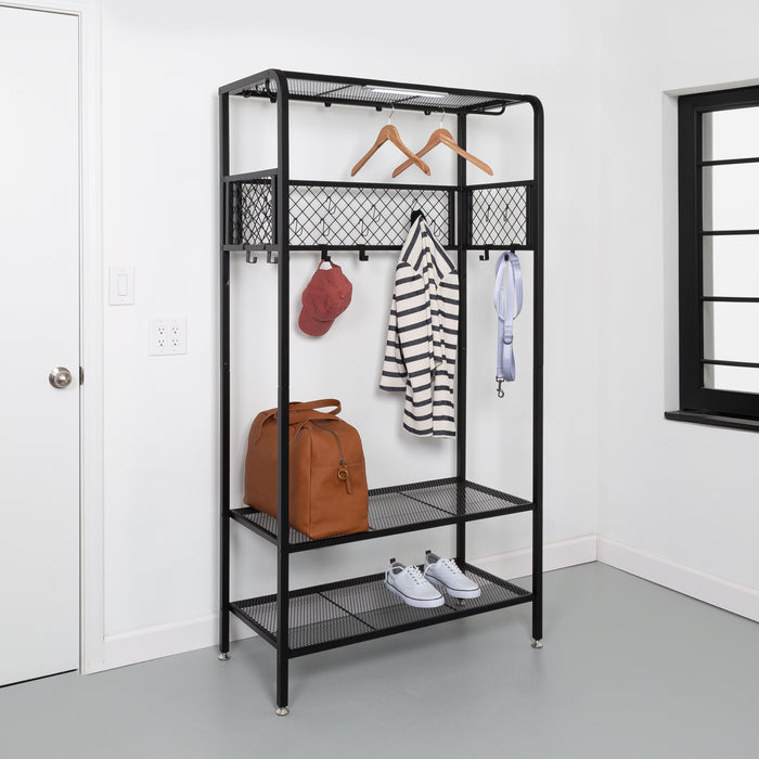 Honey Can Do Black Steel Garage Entryway Storage Rack