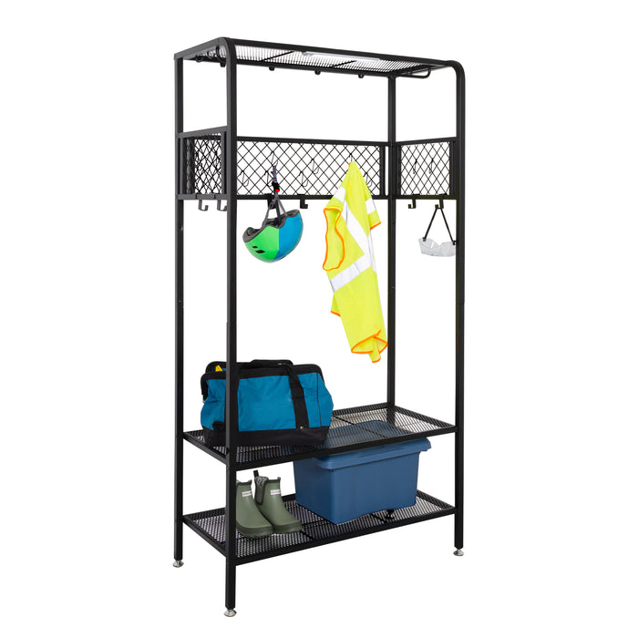 honey can do Black Steel Garage Entryway Storage Rack