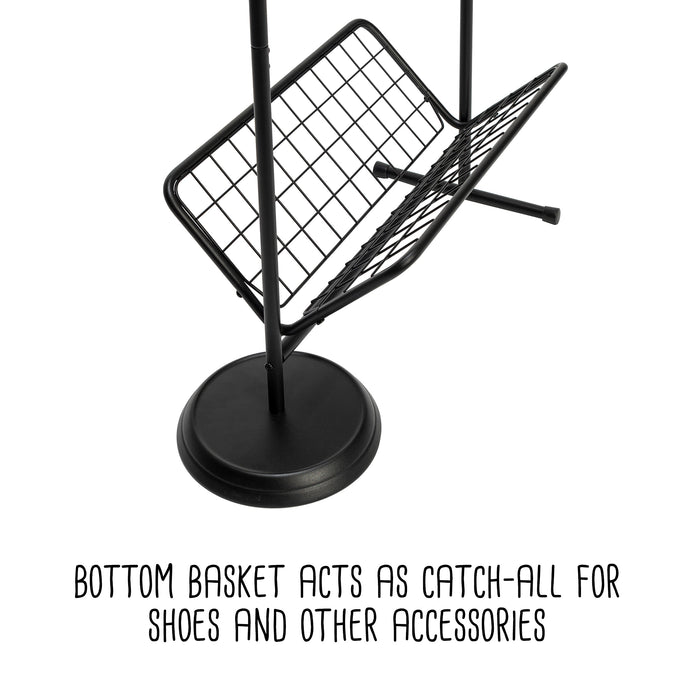 Honey Can Do Black Swivel Entryway Coat Rack With Shoe Storage