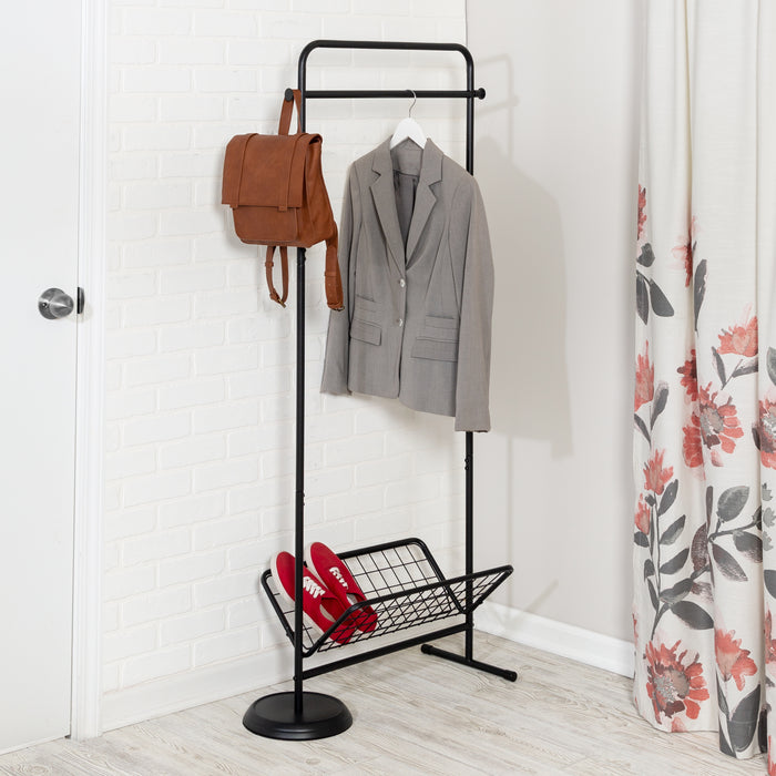 Honey Can Do Black Swivel Entryway Coat Rack With Shoe Storage