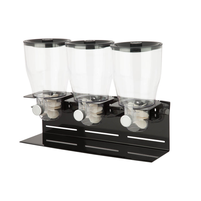 Honey Can Do Black Triple Canister Commercial Cereal Dispenser