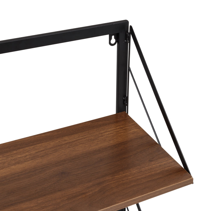 Honey Can Do Black/Walnut Modern 2-Tier Wall Shelf With Easy To Hang Design