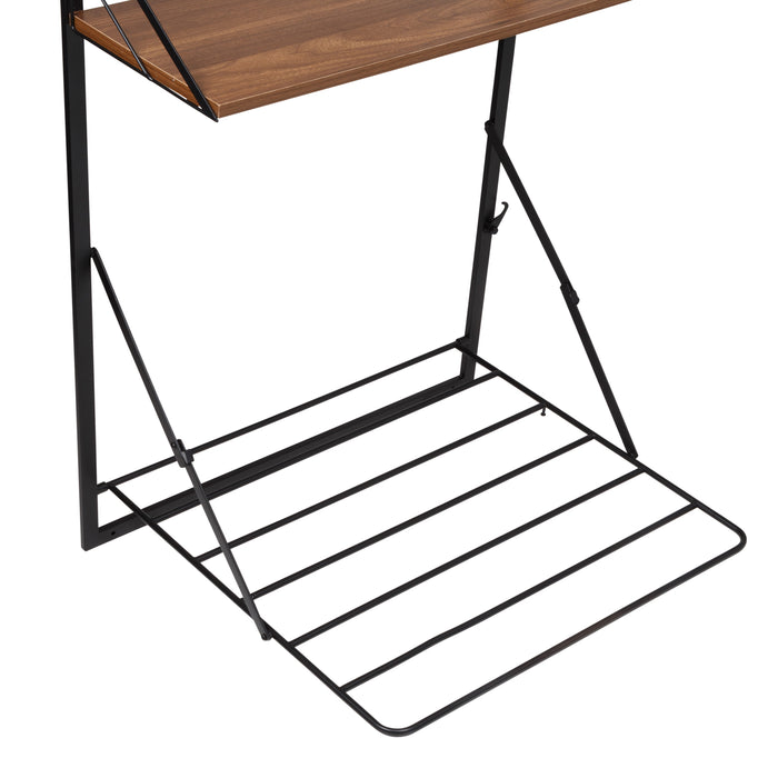 Honey Can Do Black/Walnut Over-the-Door Drying Rack With Shelf