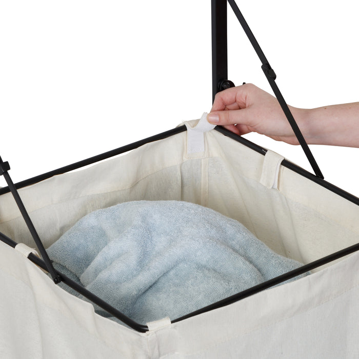 Honey Can Do Black/Walnut Over-the-Door Or Wall-Mount Folding Hamper With Shelf