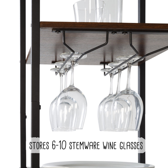 Honey Can Do Black/Walnut Wine And Bar Storage Tower