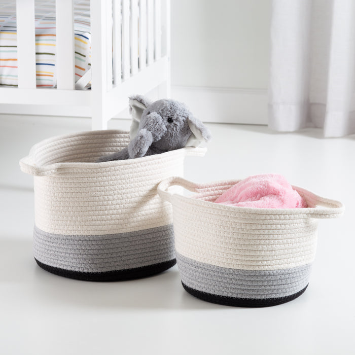 Honey Can Do Black/White Ombré Cotton Rope Nesting Basket (Set Of 2)