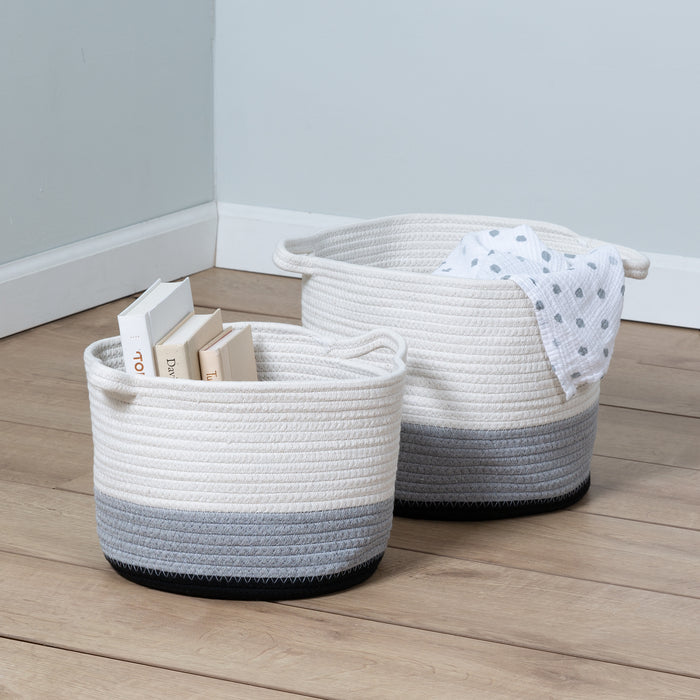 Honey Can Do Black/White Ombré Cotton Rope Nesting Basket (Set Of 2)
