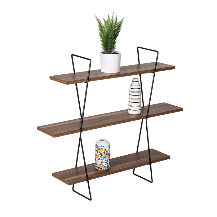 honey can do Black/Wood 3-Tier Decorative Wall Shelves