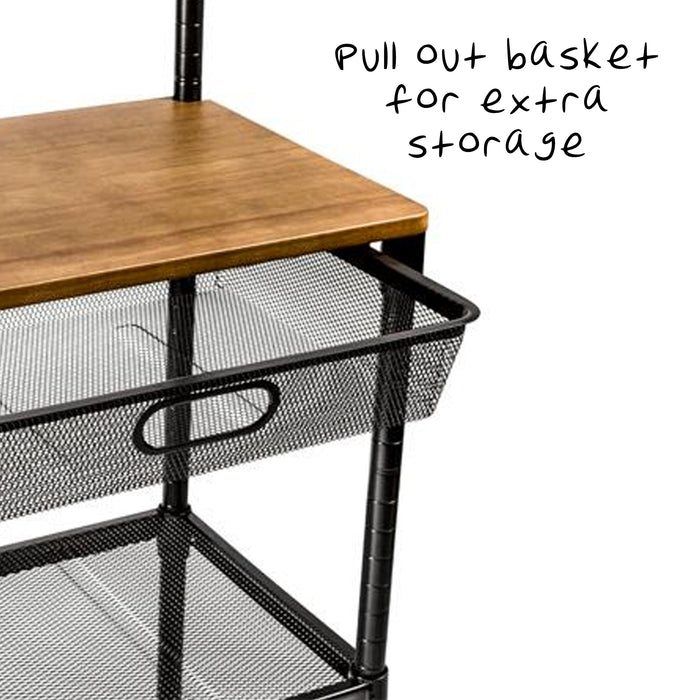 Honey Can Do Black/Wood Baker's Rack With Cutting Board And Hanging Grid