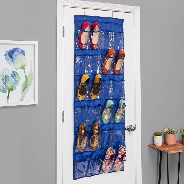Honey Can Do Blue 24-Pocket Over-The-Door Hanging Shoe Organizer